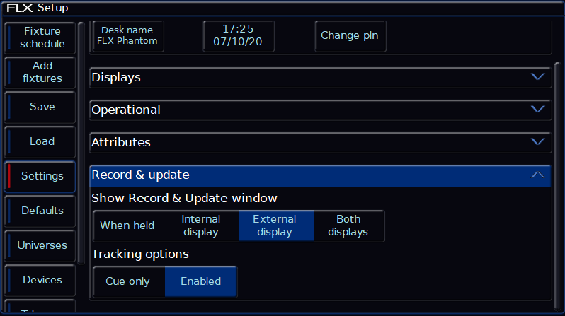 Setup Settings Record Update