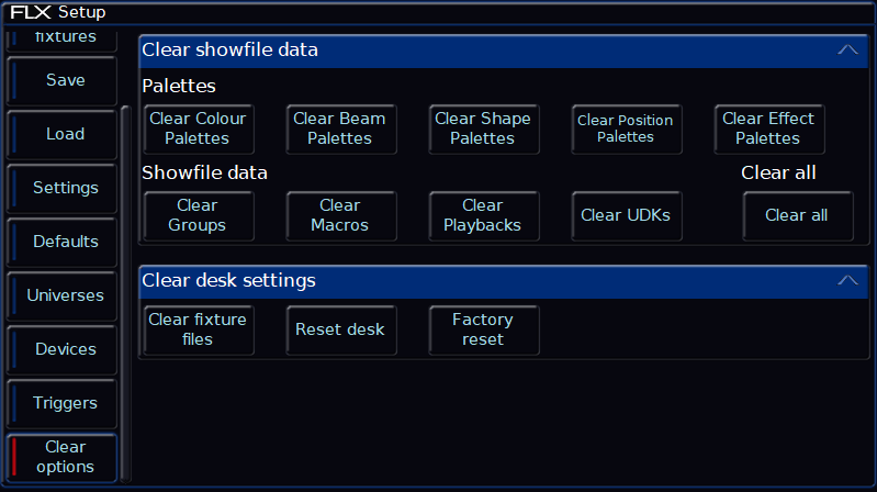 Setupclearoptions